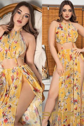 Venezia Floral Halter Two-Piece Loungewear Set